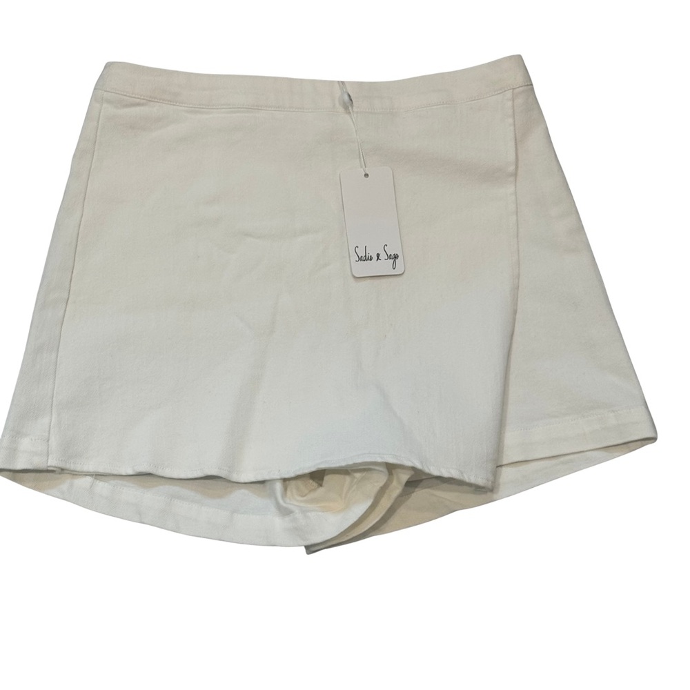 Sadie & Sage NWT White Denim Skort Mini Skirt Shorts Size S Clean Girl Coastal - Picture 2 of 8